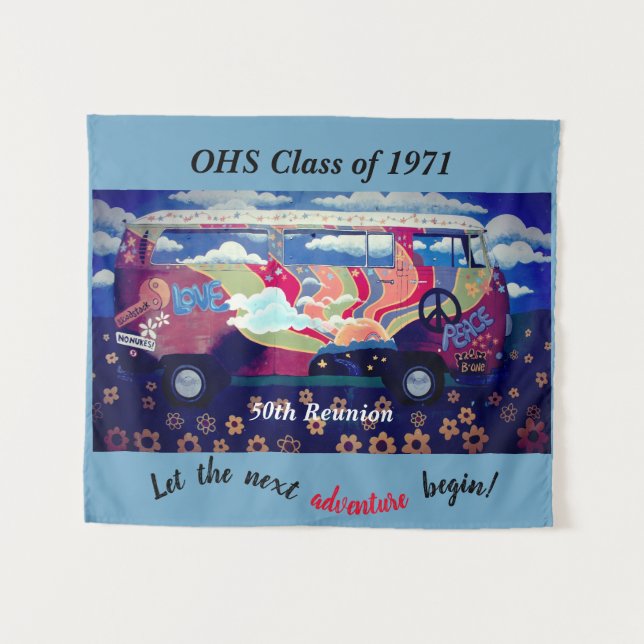 Tenture Photomaton de retrouvailles de classe Fond Hippie (Devant (Horizontal))