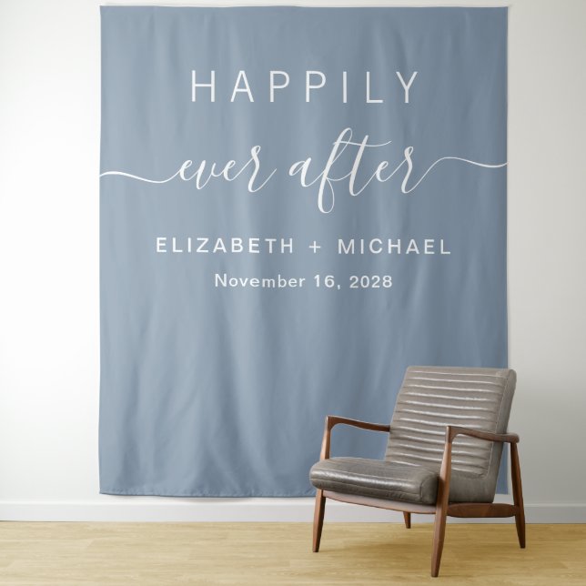 Tenture Photomaton Dusty Blue Happily Ever After (En situation)