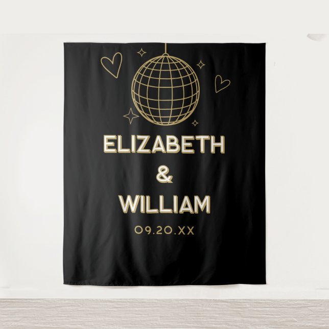 Tenture Photothèque Disco Super Noir Et Or Mariage (Devant)