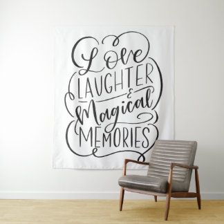 Tenture Phrase de typographie | Amour Rires Souvenirs Magi