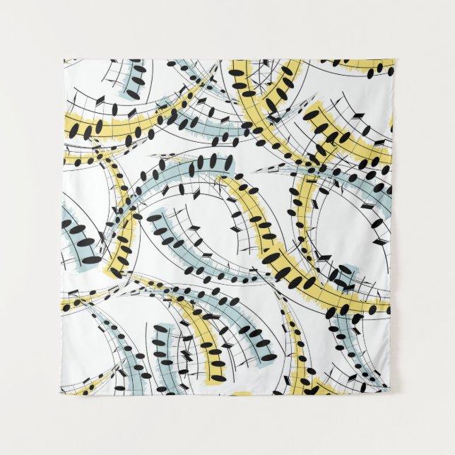 Tenture Phrases musicales : Arrière - plan blanc gai. (Devant)