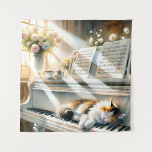 Tenture Piano de Cottage Ensoleillé Rêve de Chat