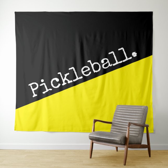 Tenture PICKLEBALL Sporty Bright Yellow Black Color Block (En situation (horizontale))