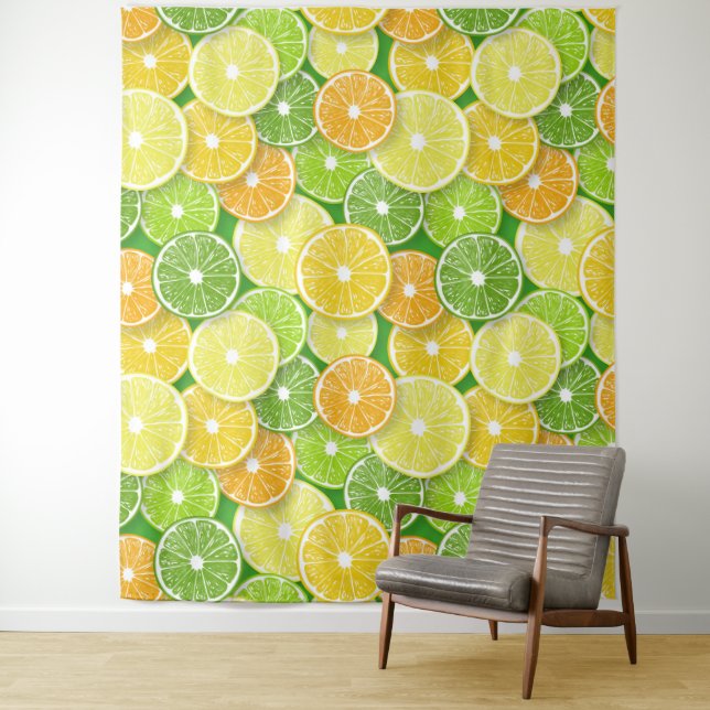 Tenture Pièces de fruits d'agrumes pop art 3 (En situation)