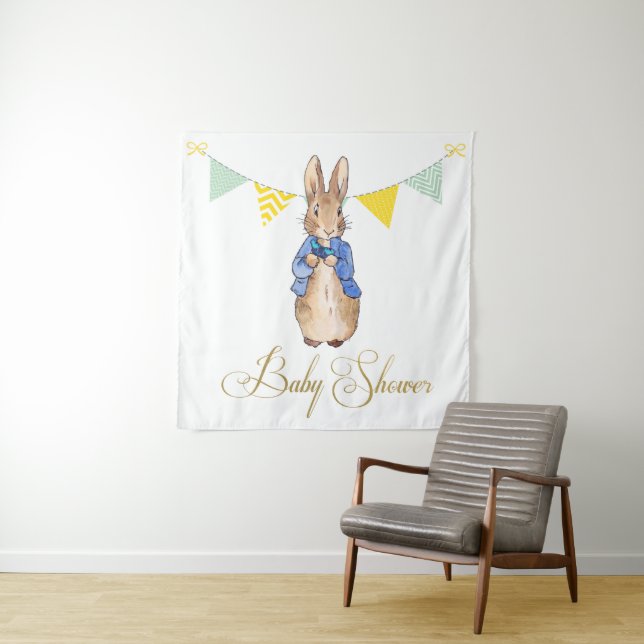 Tenture Pierre le Baby shower lapin (En situation)