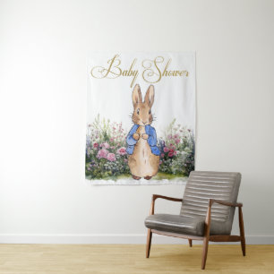 Tenture Pierre le lapin son Baby shower de jardin Contexte