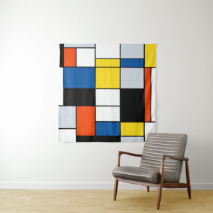 Tenture Piet Mondrian Composition A - Art Moderne Abstrait