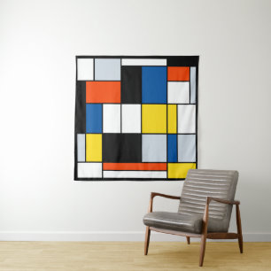 Tenture Piet Mondrian Composition A - Art Moderne Abstrait