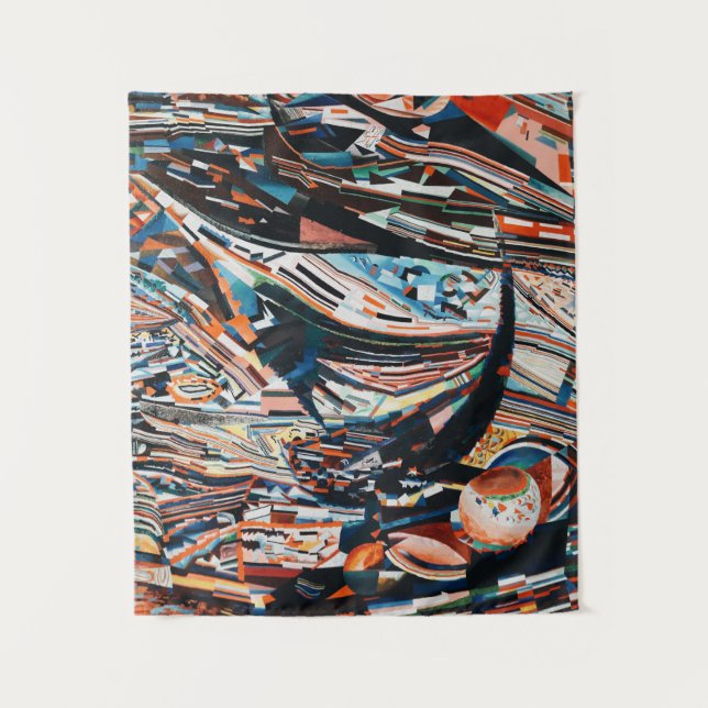 Tenture Pile de bateau en bois marron et bleu (Devant)