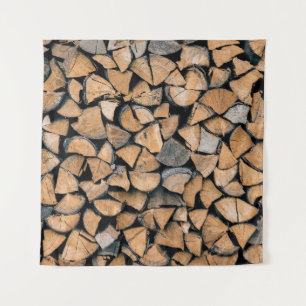 Tenture Pile de bois de chauffage brun