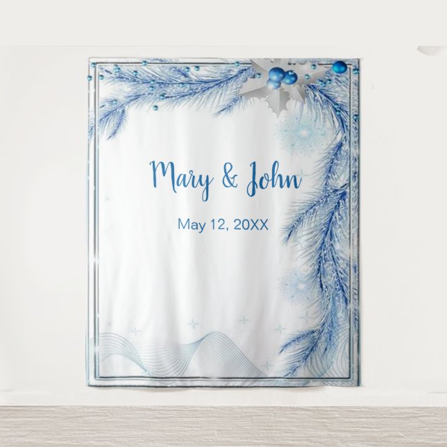 Tenture Pin bleu hiver Mariage de Noël Contexte photo (Devant)