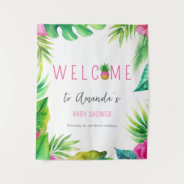 Tenture Pineapple Jungle Pacificateurs Baby shower fille r (Devant)