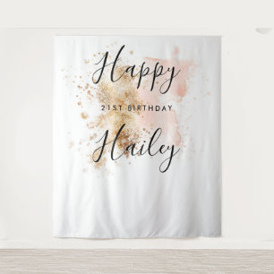 Tenture Pink And Gold 21st Birthday Photo Booth fond