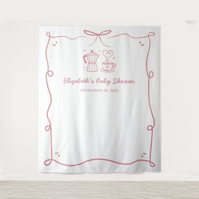 Tenture Pink Baby Is Brewing Coffee Baby Shower (Devant)