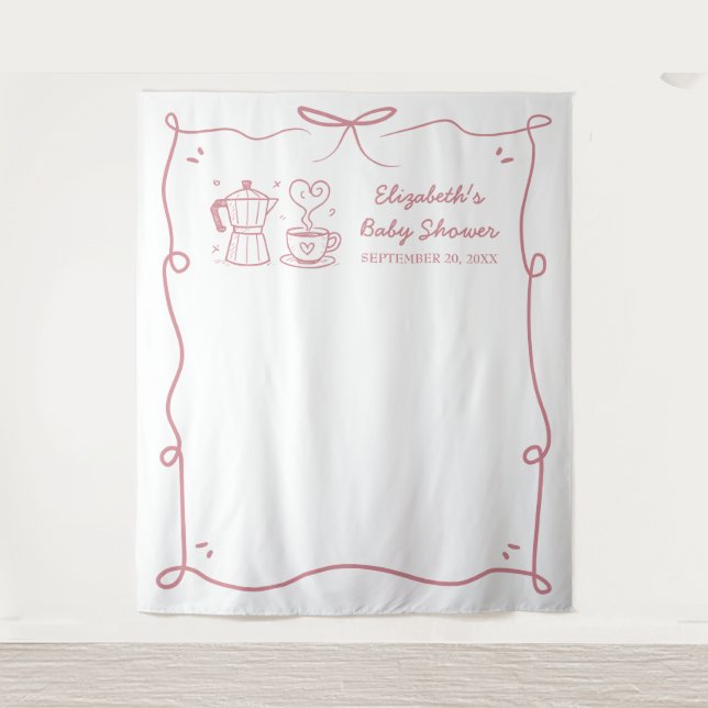 Tenture Pink Baby Is Brewing Coffee Baby Shower (Devant)