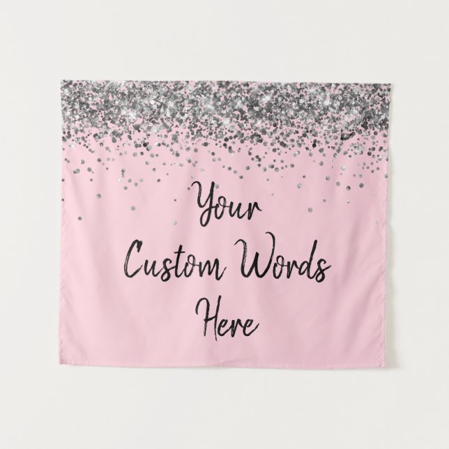 Tenture Pink Black Silver Anniversaire de fête Photo Booth (Devant (Horizontal))