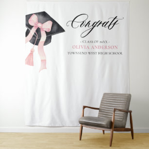 Tenture Pink Bow Graduation Félicitation Photo Contexte