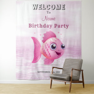 Tenture Pink Fish Anniversaire