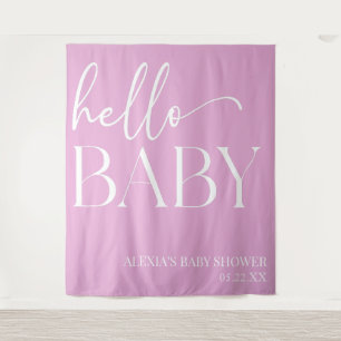 Tenture Pink Minimalist Hello Baby shower bébé