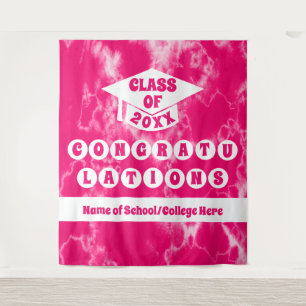 Tenture Pink Tie Dye School Reunion Graduation Bannière