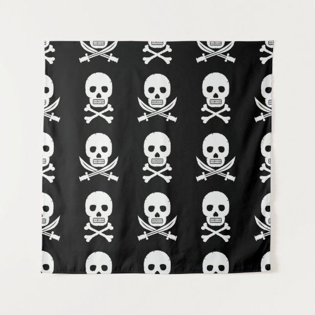 Tenture Pirate Skuls Crossbones Motif sans couture (Devant)