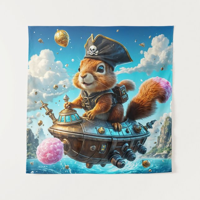 Tenture Pirate Squirrel’s Acorn Spacship Adventure (Devant)