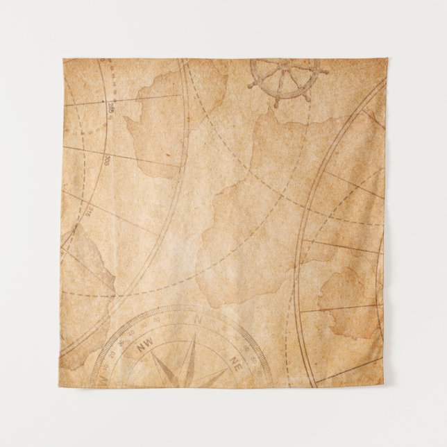 Tenture pirates âgés carte au trésor arrière-plan, trésor, (Devant)