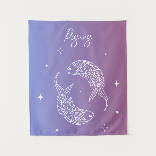 Tenture Pisces zodiac horoscope étoile signe dégradé (Devant)