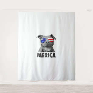 Tenture Pit Bull 4 juillet Merica Hommes Drapeau Américain