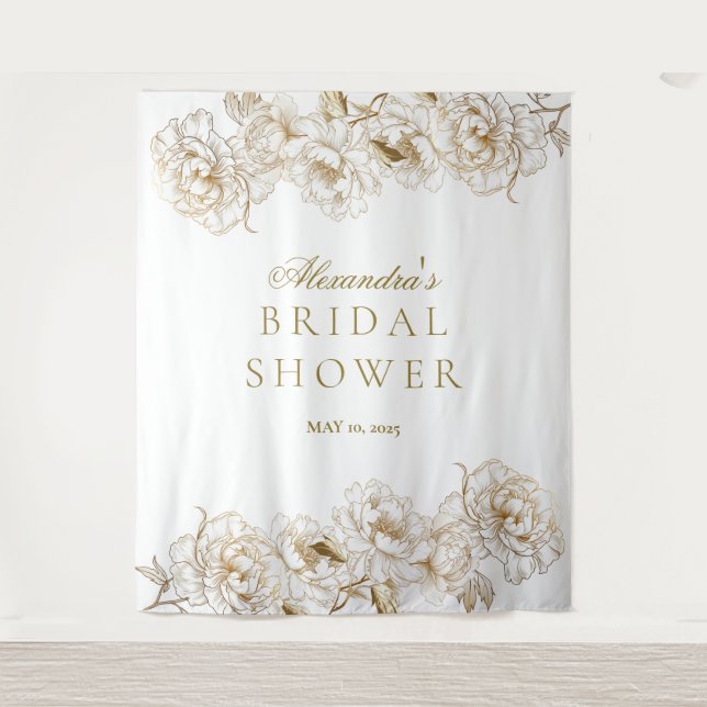 Tenture Pivoines Florales Blanches Élégantes Mariage Fleur (Devant)