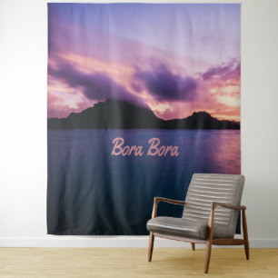 Tenture Plage de l'île de Bora Bora au coucher du soleil