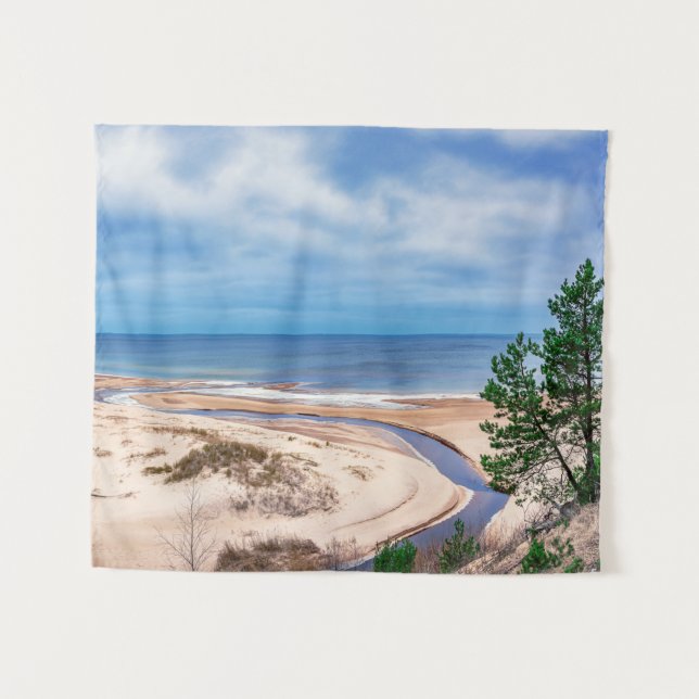 Tenture Plage de sable blanc près de la mer Baltique en Le (Devant (Horizontal))