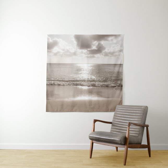 Tenture Plage des Caraïbes Zen Oasis #2 #océan #mur #art (En situation)