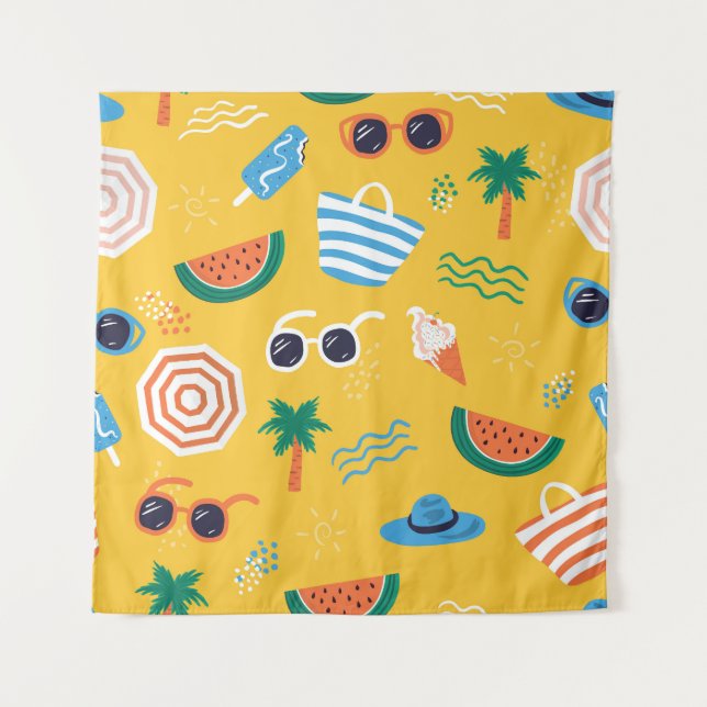 Tenture Plage d'été : Motif coloré sans couture (Devant)
