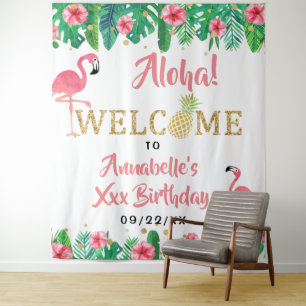Tenture Plage d'été tropicale Luau Filles Anniversaire