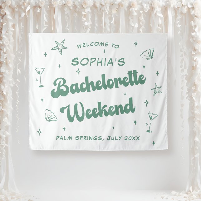 Tenture Plage Retro Côte Bachelorette verte (Créateur téléchargé)