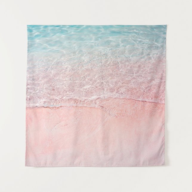 Tenture Plage rose et vague (Devant)