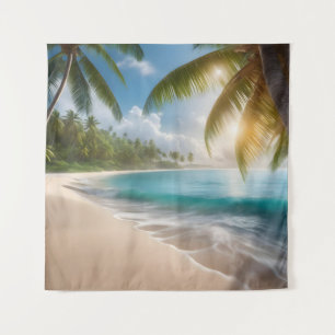 Tenture Plage tropicale avec palmiers