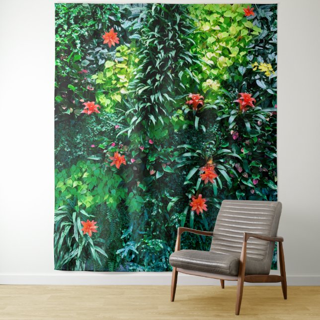 Tenture Plage tropicale Island Floral Mural | Mur (En situation)