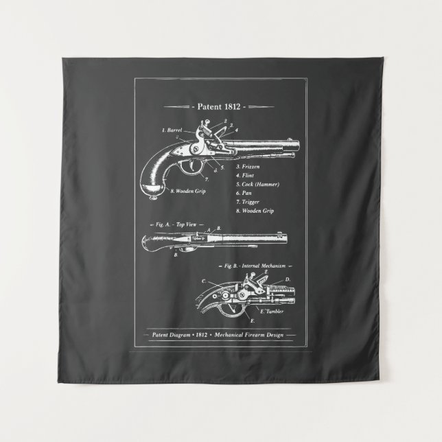 Tenture Plan de brevet de pistolet vintage (Devant)