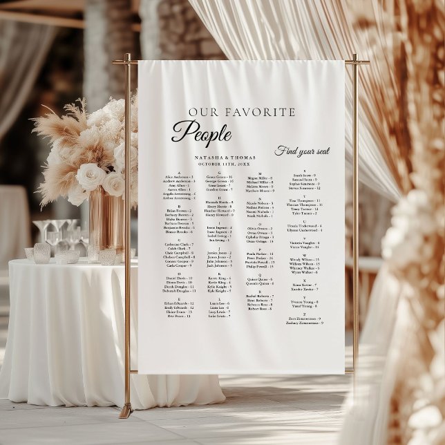 Tenture Plan de table alphabétique pour mariage minimalist (Créateur téléchargé)