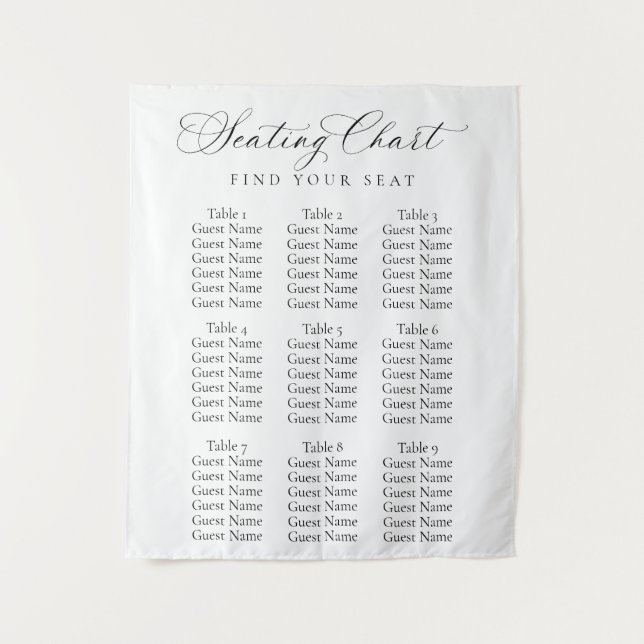 Tenture Plan de table de mariage écriture élégante | Minim (Devant)