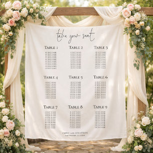Tenture Plan de table de mariage minimaliste à 9 tables