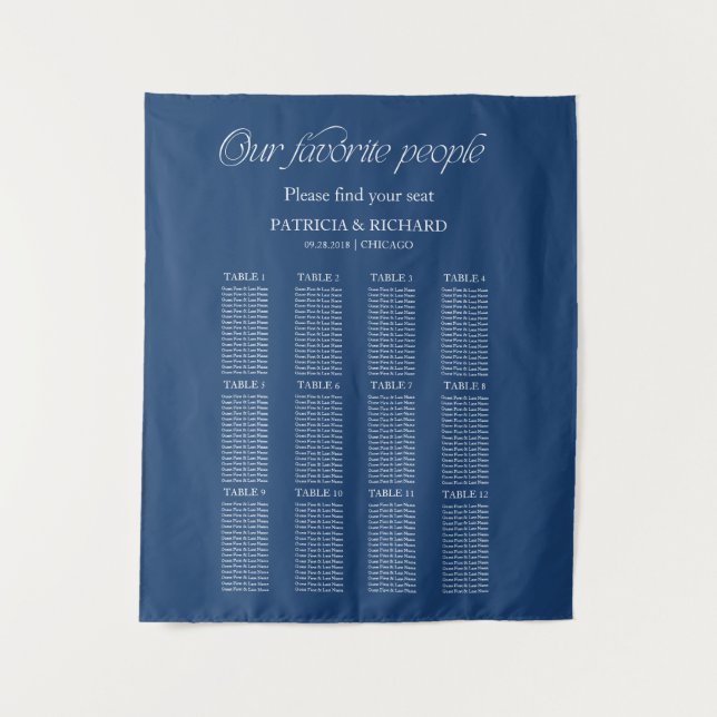Tenture Plan de table de mariage "Nos personnes préférées" (Devant)