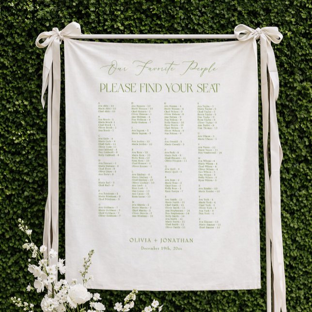 Tenture Plan de table de mariage vert par ordre alphabétiq (Créateur téléchargé)