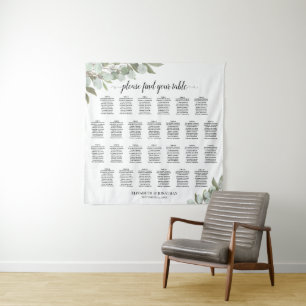 Tenture Plan de table rustique eucalyptus pour 26 tables d