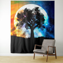 Planète rayonnante sur un ciel étoilé et un grand