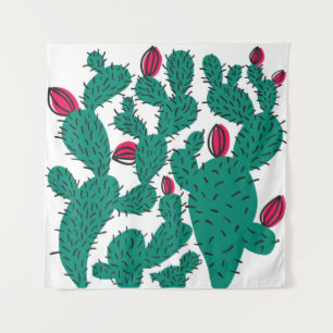 Tenture Plante Cactus, motif vintage vert sans couture.