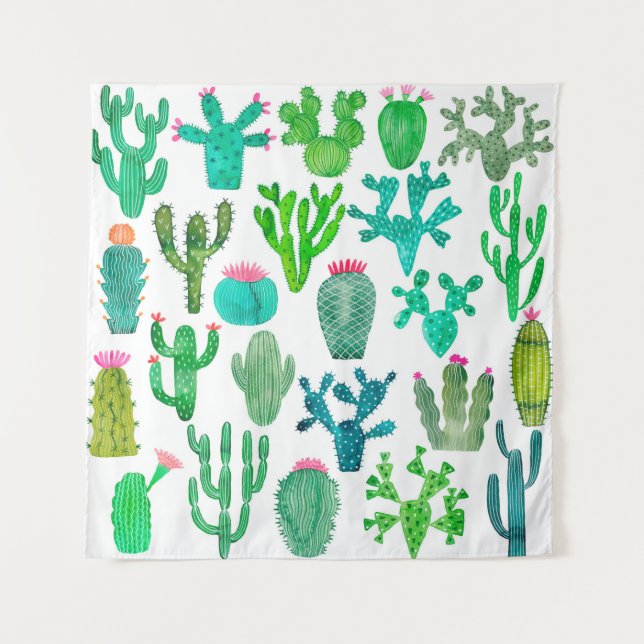 Tenture Plante de cactus aquarelle, fleur cactus illustra (Devant)