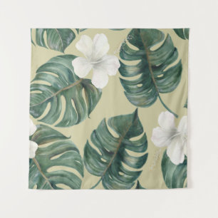 Tenture Plantes d'aquarelle tropicale : motif transparent.